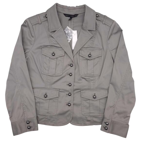 White House Black Market Jackets & Blazers - White House Black Market Military Jacket Womens 14 Grey Cropped Pockets